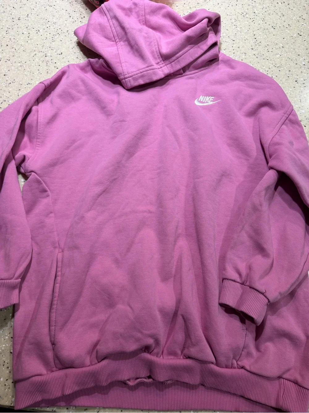 Nike Kids Pink Pullover Hoodie with White Swoosh